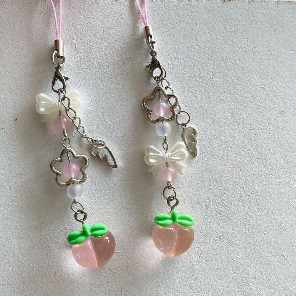 Sweet Y2K Fruits Phone Chain Transparent Phone Strap Charm Strawberry Phone Lanyard  Phone Case