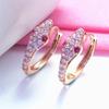 Exquisite Russian 585 Purple Gold Fashion Full Diamond Snake Stud Earrings Fashion Rose Gold Snake Head Flash Earrings