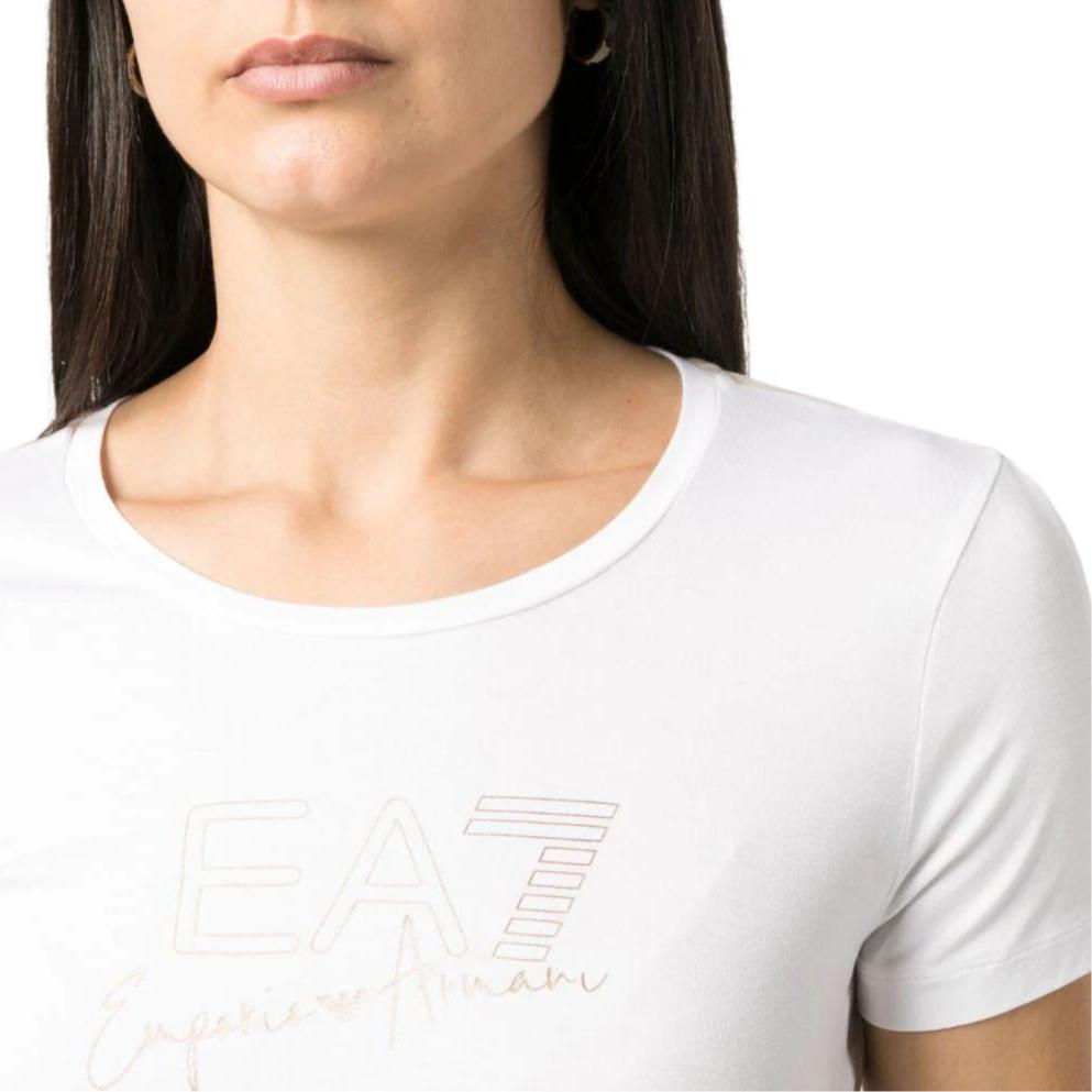 Emporio Armani Solid Color Letter Print Short Sleeve T-Shirt Women tops White 3RTT21-TJKMZ-1100