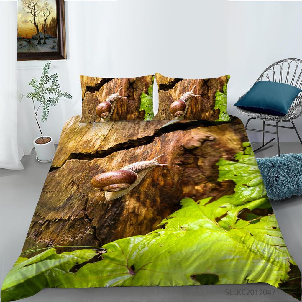 Bedding Cover Suit 2/3 Pcs Snail Home Bedclothes Unique Design Insects Quilt Covers with Pillowcase Bed Sets