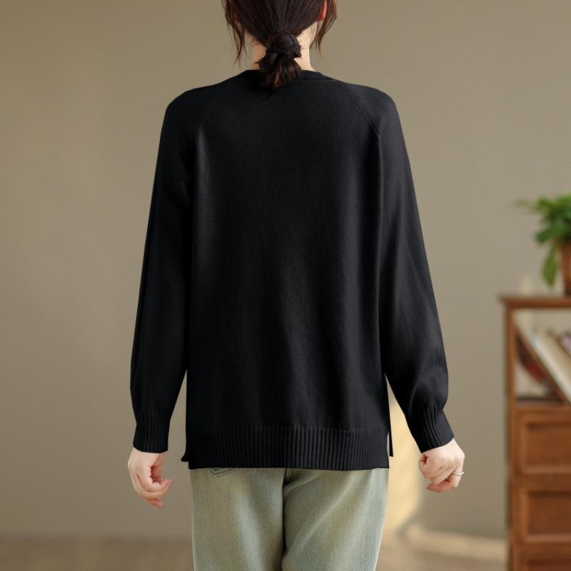 DIMANAF 2025 Autumn Winter Sweater Pullovers Tops  Women Casual Solid Cotton Knitted Tees Shirts Long Sleeve