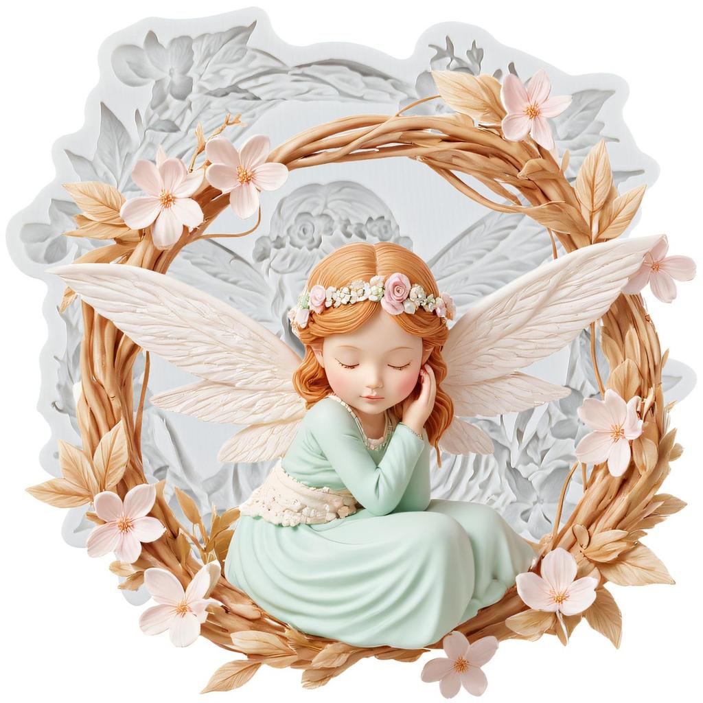 Flower Fairy Silicone Mold Flower Wreath Fondant Molds Cake Decorating Tools Cupcake Topper Candy Resin Clay Chocolate Gumpaste Mold