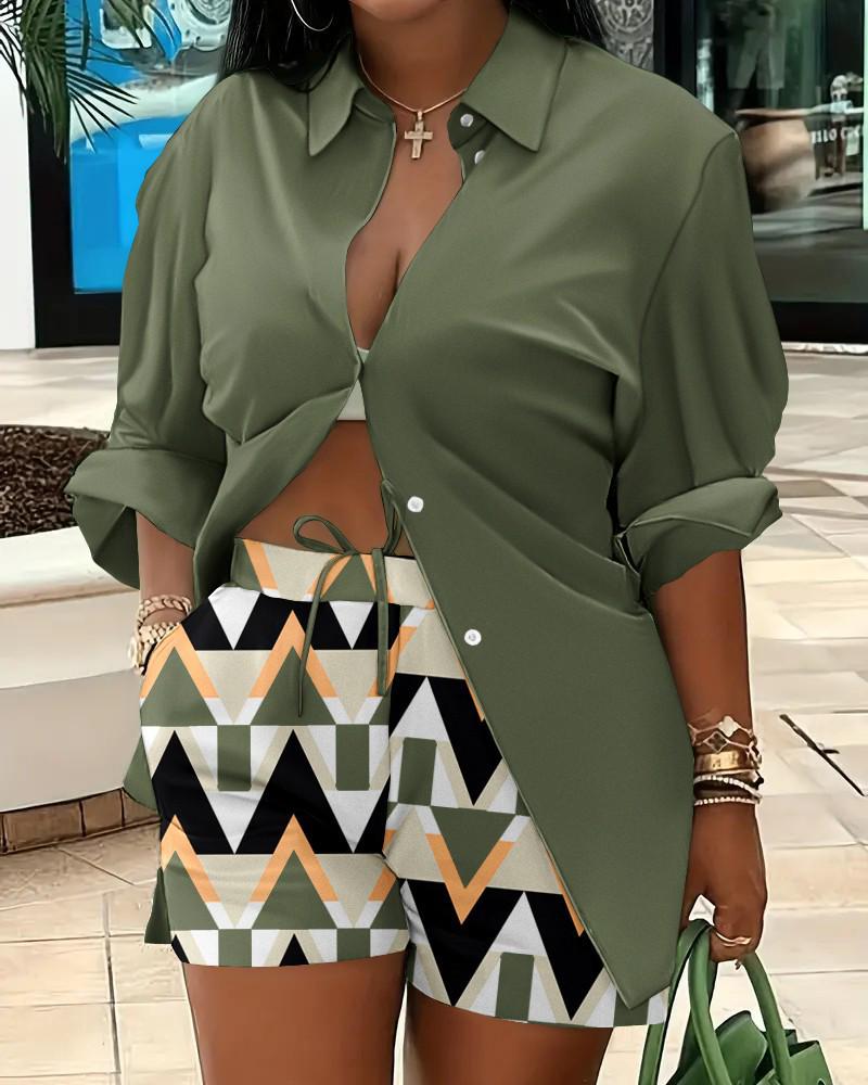Women's Fashion Print Two-Piece Set: Elegant European & American Style