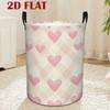 1pc Round Laundry Basket, Pink Heart Check Pattern, Organizer Basket Suitable for Storing Clothes/Books, with Handle, Home Storage Box, Multi-Purpose 
