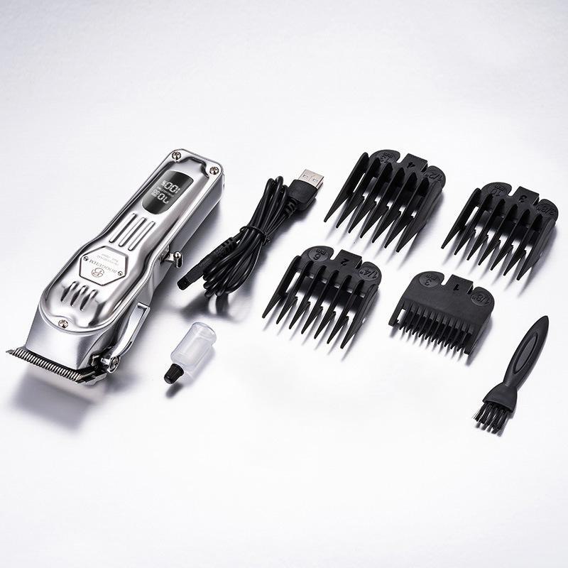 Professional Metal Hair Clipper Set: Rechargeable Electric Clippers for Hairdressing and Shaving