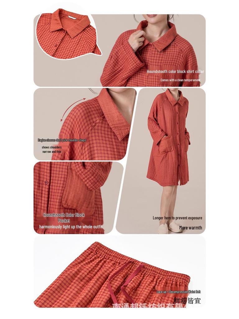 Little Warm Current 2025 Women's Four-Layer Cotton Gauze Long-Sleeve Pajama Set