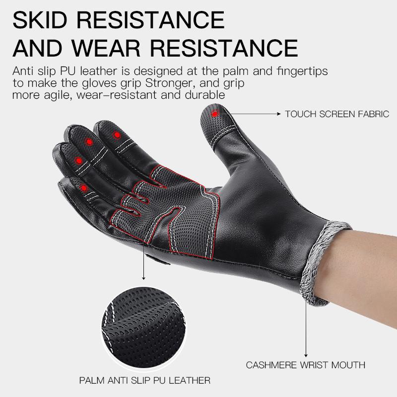 Winter Gloves Cycling Gloves Leather Touch Screen Gloves Sports Thermal Climbing Camping Bycicle Electric Vehicle Gloves