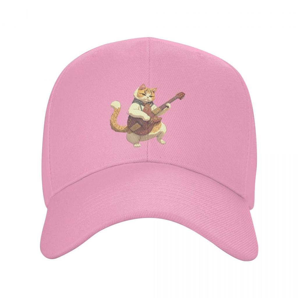Gato Rockeiro Tocando Guitarra Desenho Animado Gato Guitarrista Bonés de Beisebol Snapback Homens Mulheres Chapéu Chapéu Ajustável Streetwear Boné de Beisebol Casquette