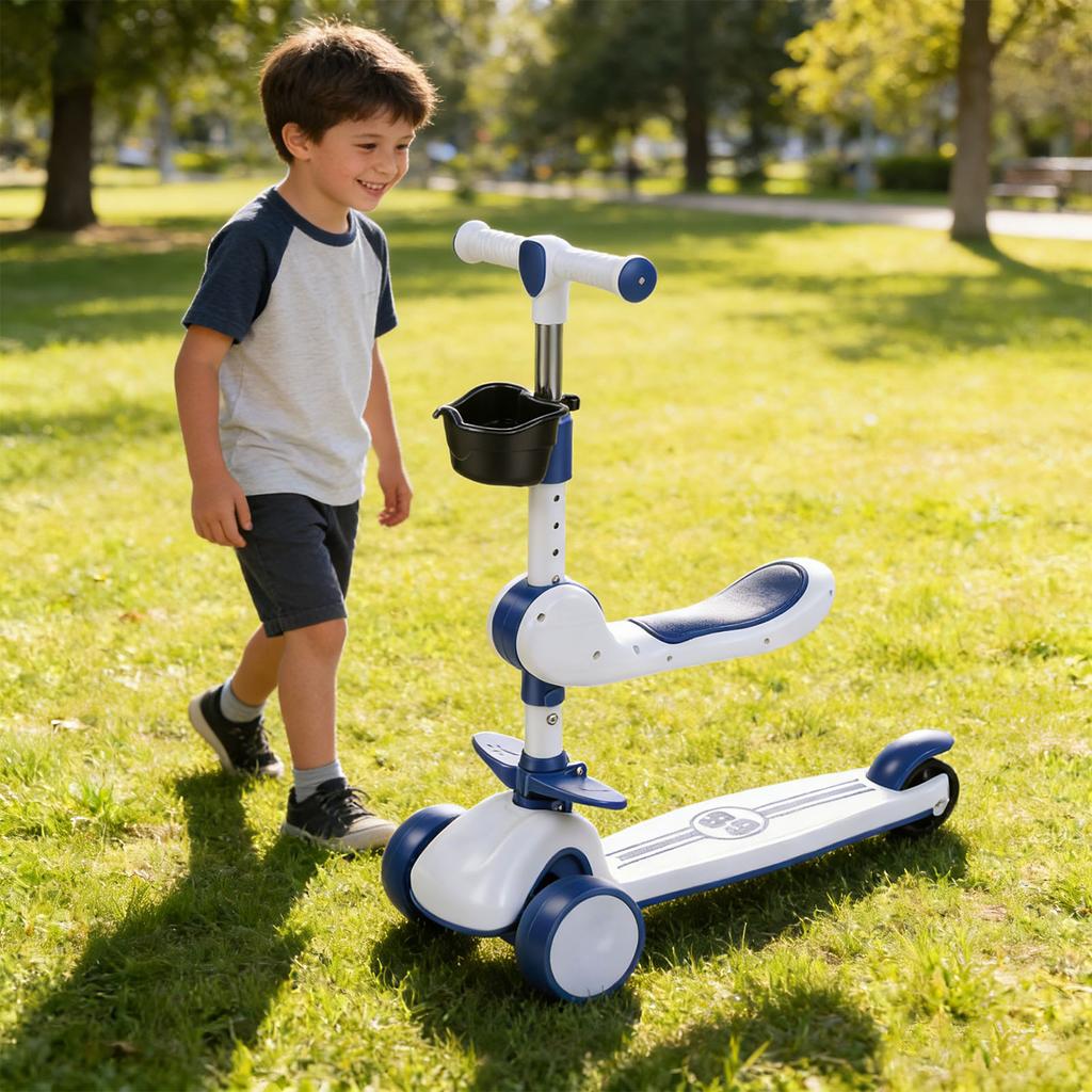 3 Wheel LED Light Up Scooter with 3 Wheels   Handlebar and Removable Seat Folding Scooter for Outdoor Activities