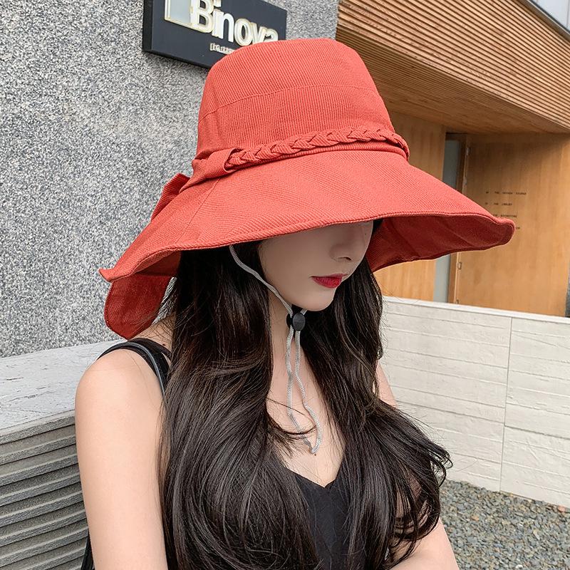 Women's Wide Brim Anti-UV Fashionable Sun Hat with Bowknot and Face Covering