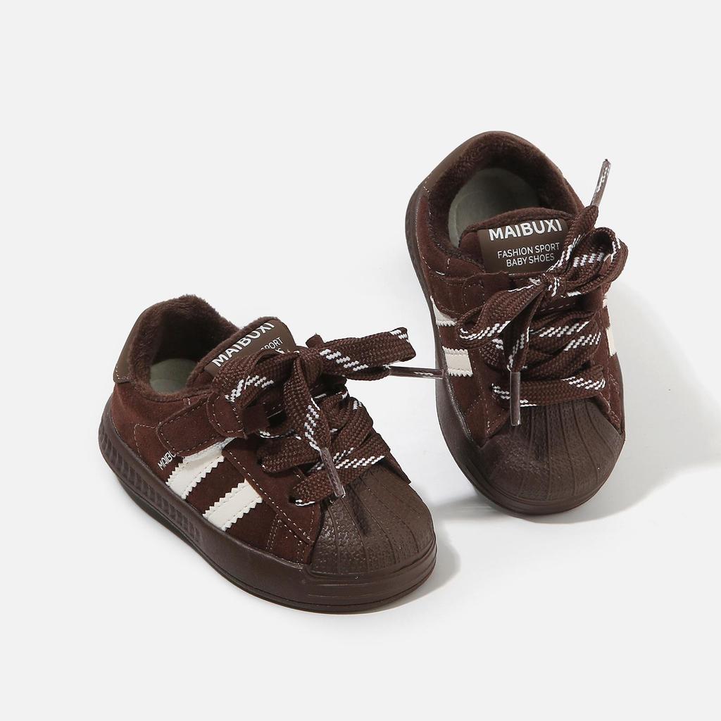 2025 Winter Baumwoll Lauflernschuhe für Babys und Kleinkinder mit Muschelkappe für Jungen und Mädchen