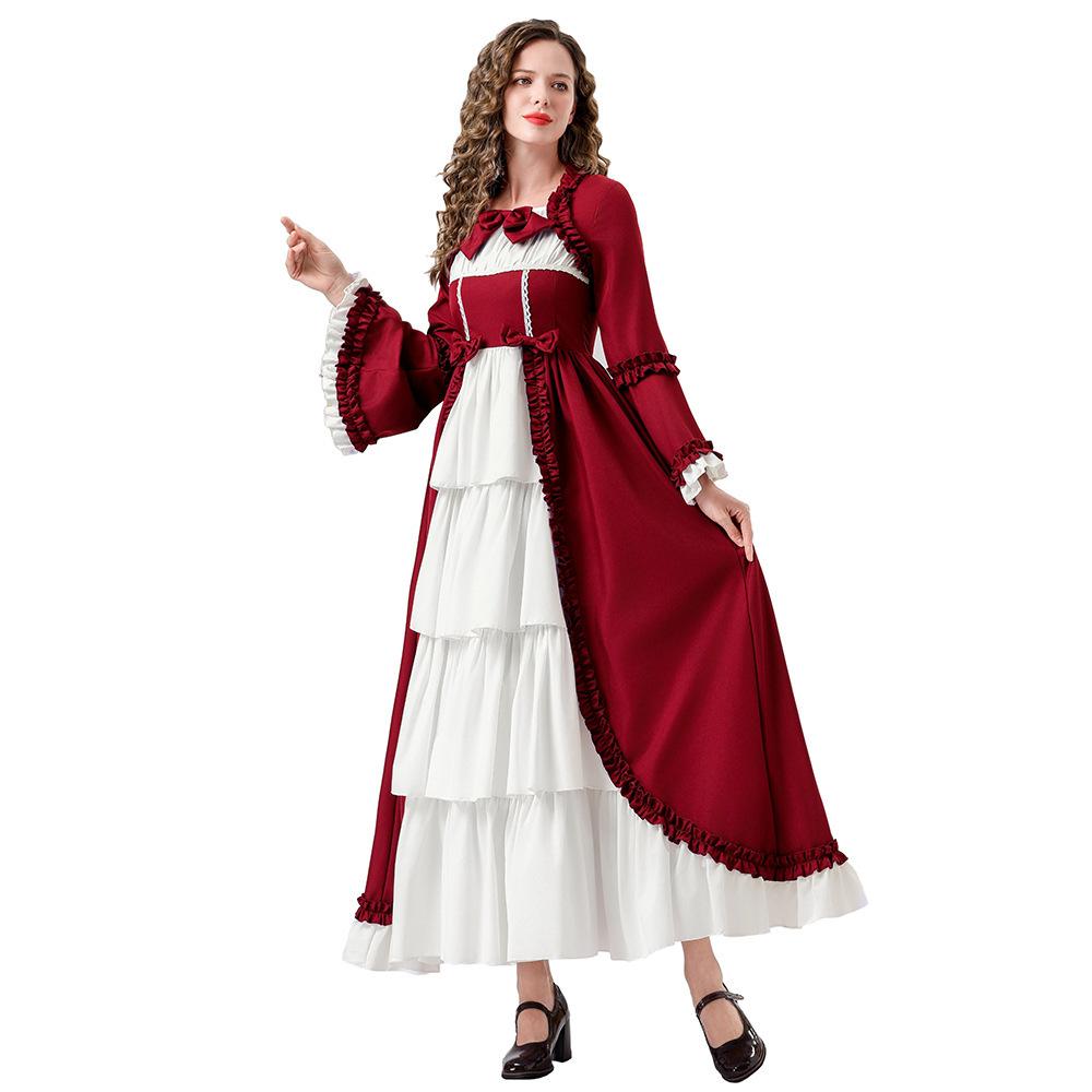 Cosplay Halloween Vintage Medieval Dress European Renaissance Multicolor Court Dress
