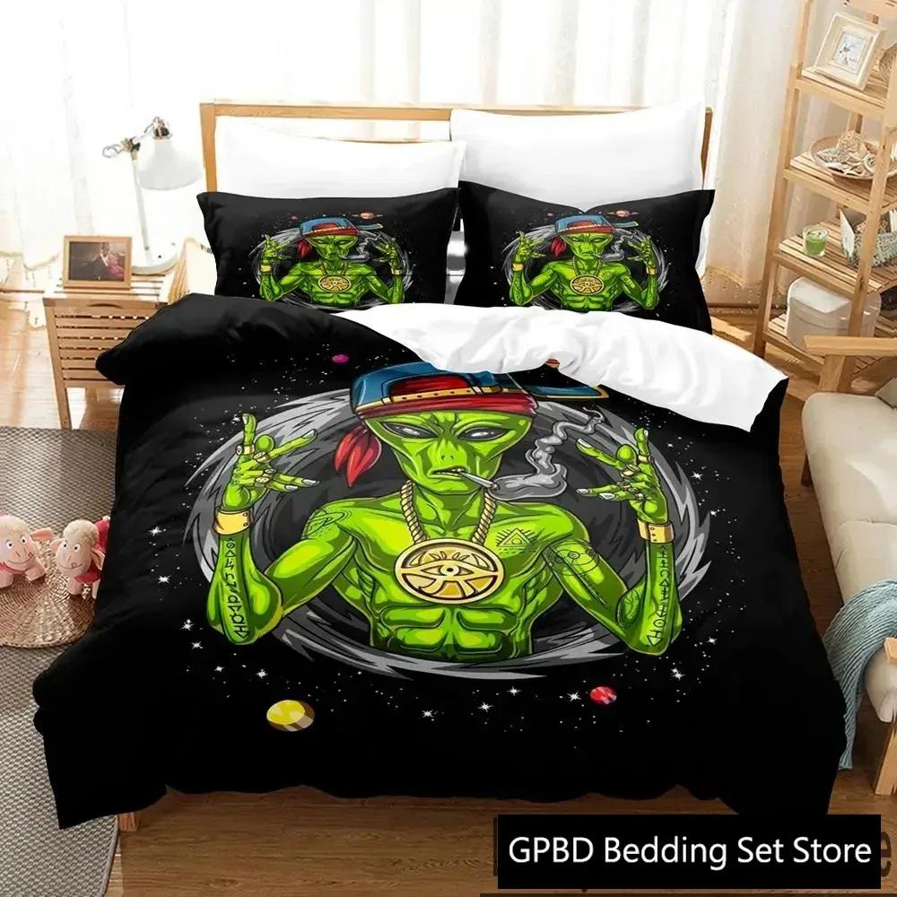 3D Print Alien Gangster Comfortable Duvet Quilt Cover Pillowcase Bedding Set Children Bedroom Decoration Home Textile