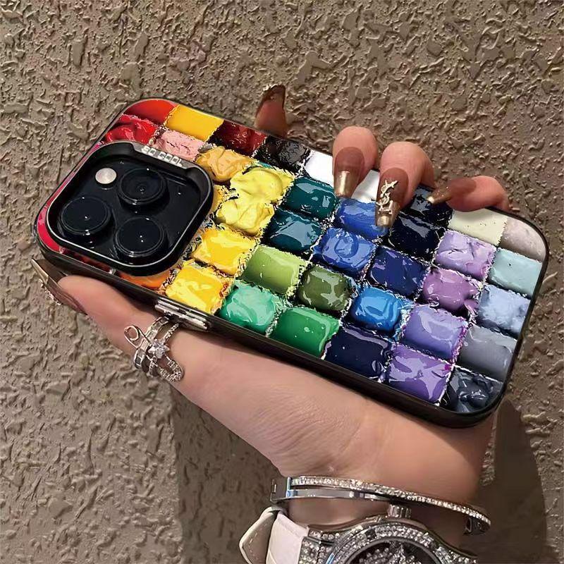 Creative Color Painted Phone Case for iPhone 13, 14 Pro, 15 Pro Max, 16, 17 iPhone 11