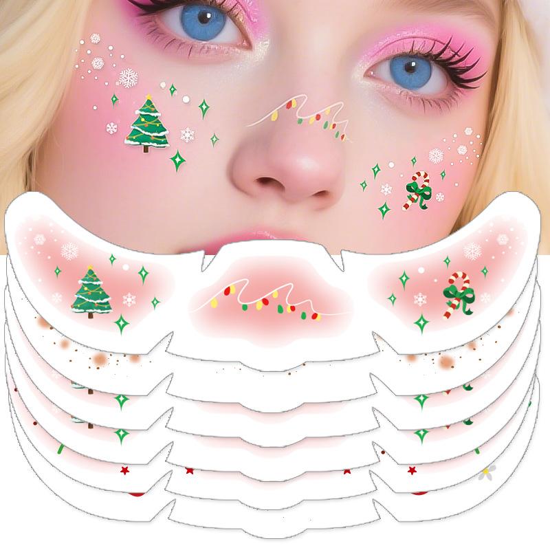 Christmas Face Stickers, Temporary Face Stickers, Freckle Tattoo Stickers, Waterproof, Makeup Stickers, Christmas  Tattoos,Party Decorations