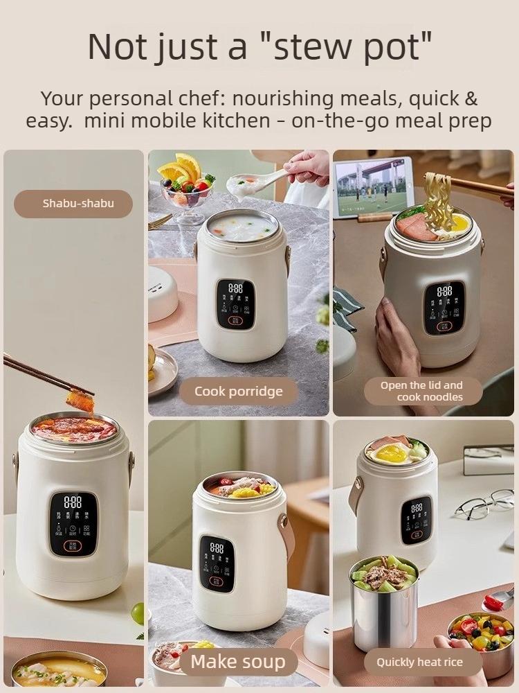 220V 1.4L Multi Fresh Cooking Cup Electric Stewing Cup,small Congee Cooking Utensil & 304 Stainless Steel Food and Vegetable Box