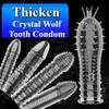 1PCS Transparent Penis Covers Extender Men's Crystal Wolf Tooth Condoms Finger Cock Ring Adult  Sex Toys For Male Longer Lasting
