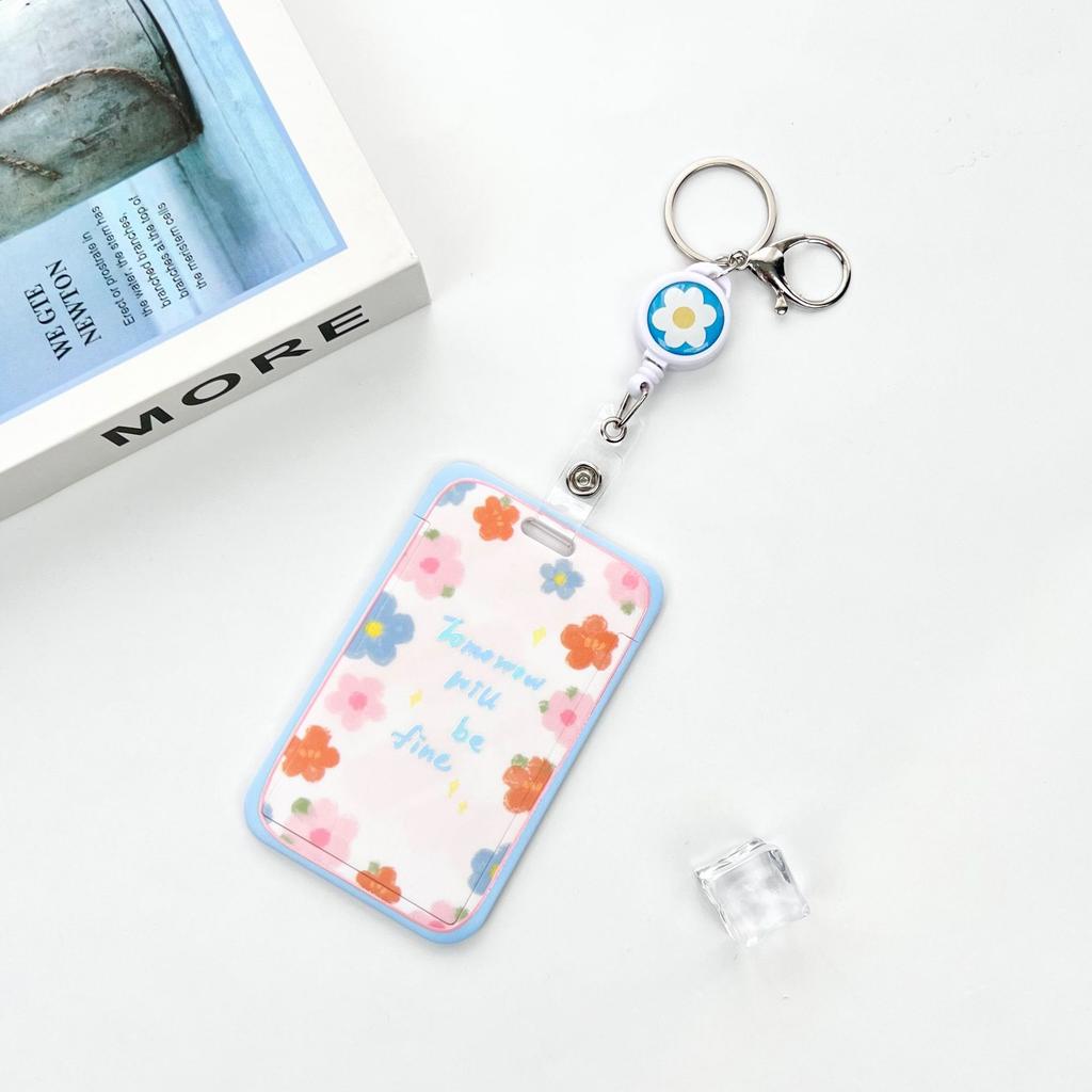 Ins Student Id Card Holder with Lanyard Slide Cover Transparent ABS School Card Cover Game Cards IC Card Protective Cover