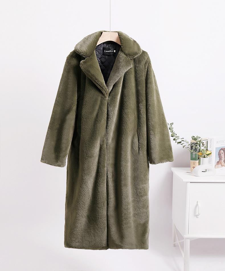Fur jacket extended large size women's imitation rabbit fur coat to keep warm in winter