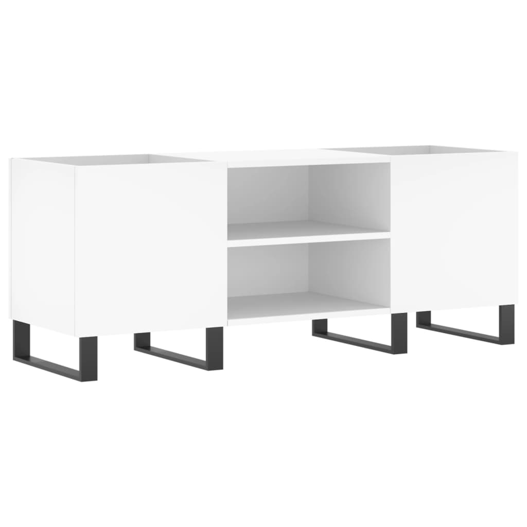 Record Cabinet White 121 x 38 x 48 cm Engineered Wood