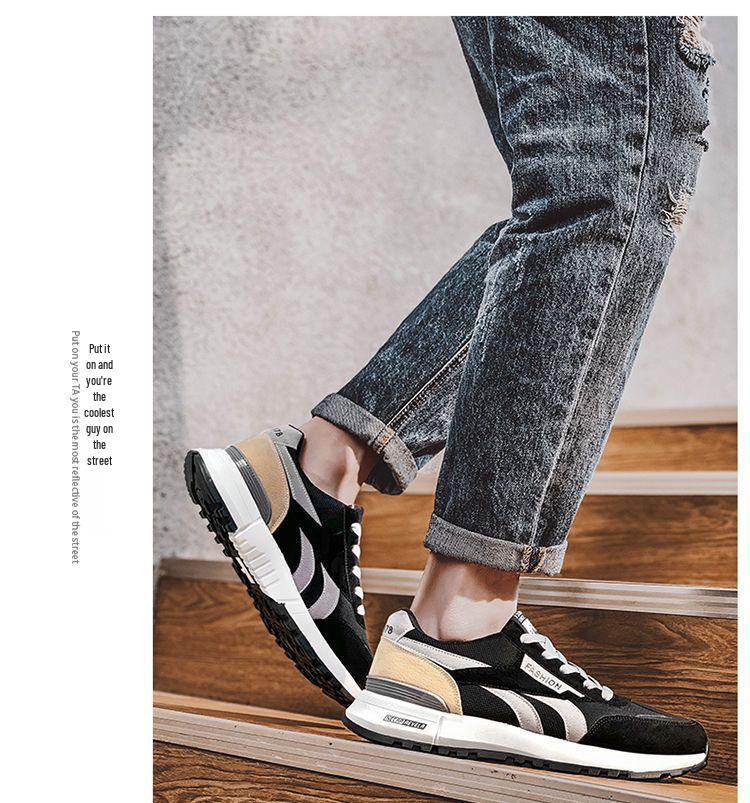Buty męskie Forrest Gump w stylu retro, kolegiacki, casualowe, oddychające z siateczki, buty taty - wygodne, białe, wszechstronne sneakersy