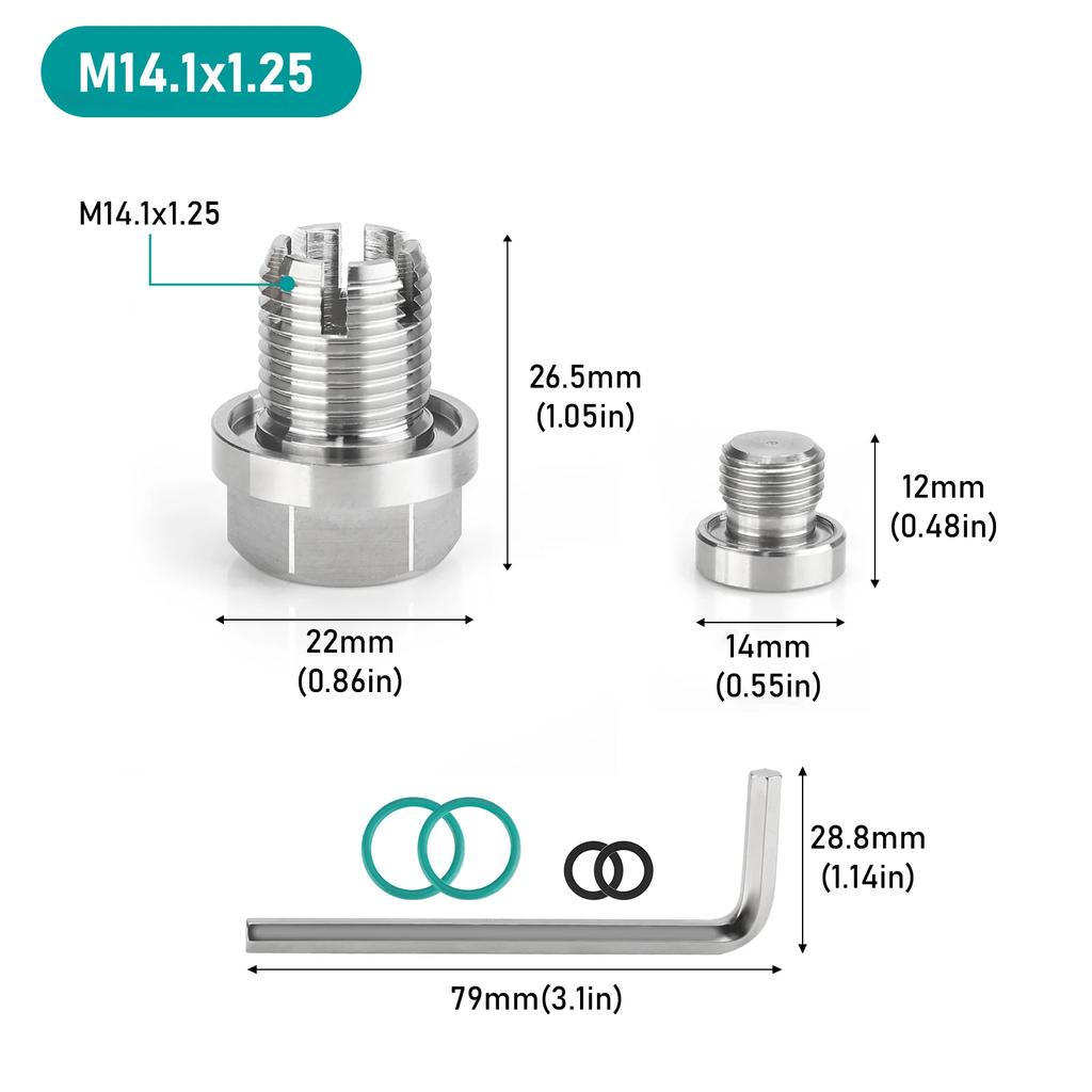 Übergröße piggyback Öl ablassschraube M12.1-1.25/1.5/1.75x 15mm Edelstahl Selbstschneidend Ölwanne Gewinde Reparatur Kit mit O-Ring