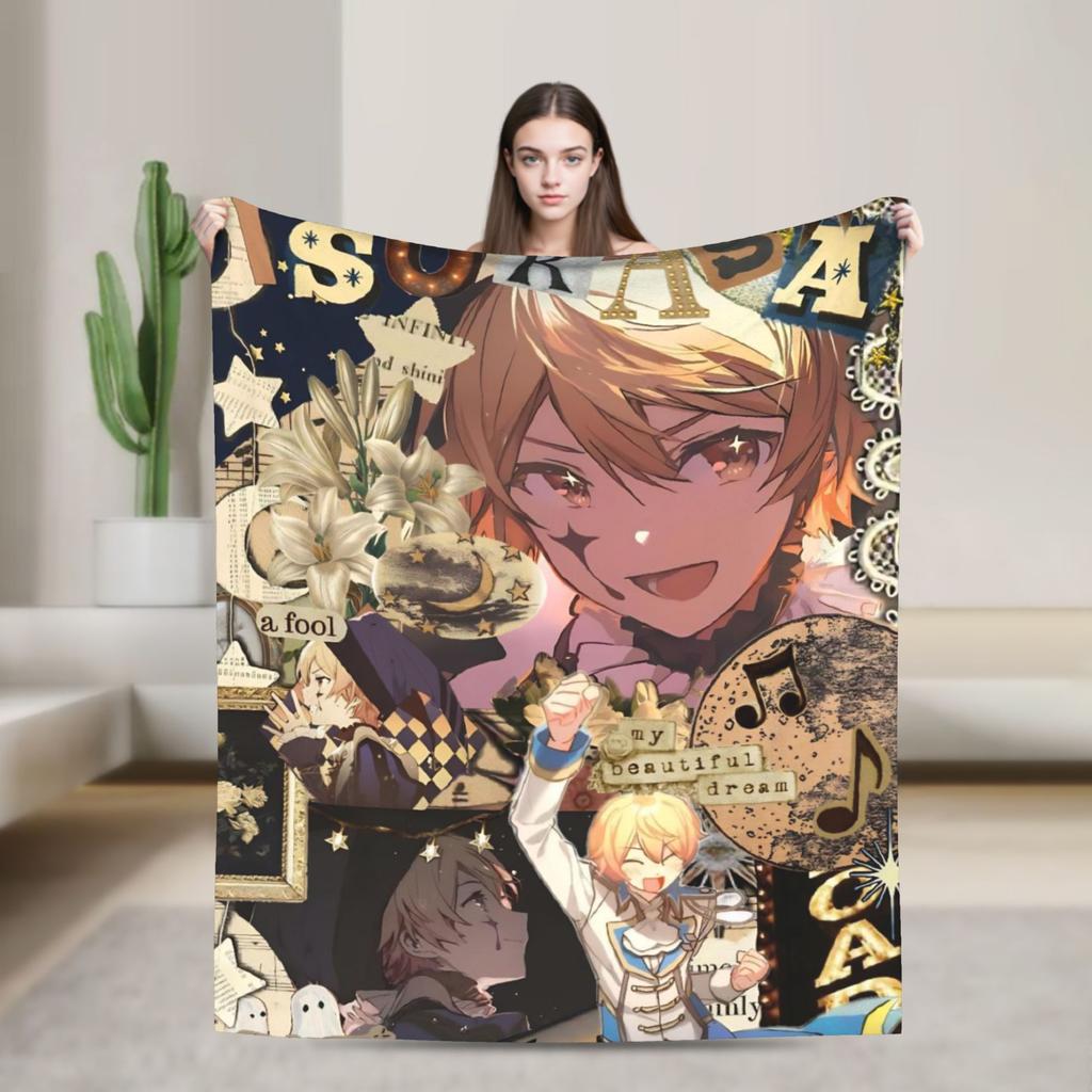 Tsukasa Tenma Flannel Blankets  Warm Bedding Throws for Couch Bed Travel Funny Bedspread Sofa Bed Cover