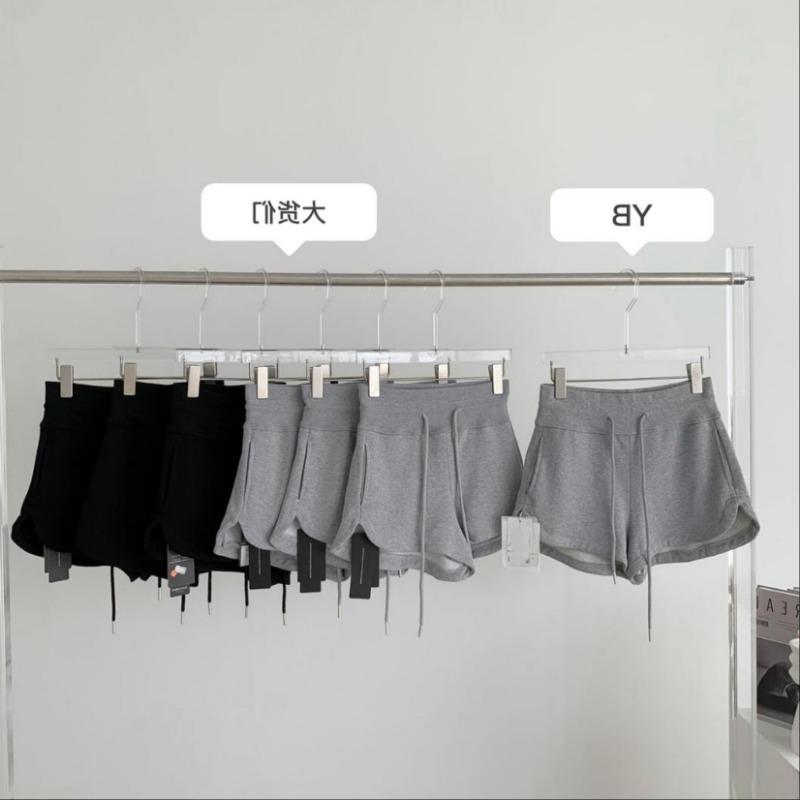 Long Gray Sports Shorts Show Legs Women Wear Loose Side Slit Wide-leg Pants High Waist Drawstring In Summer