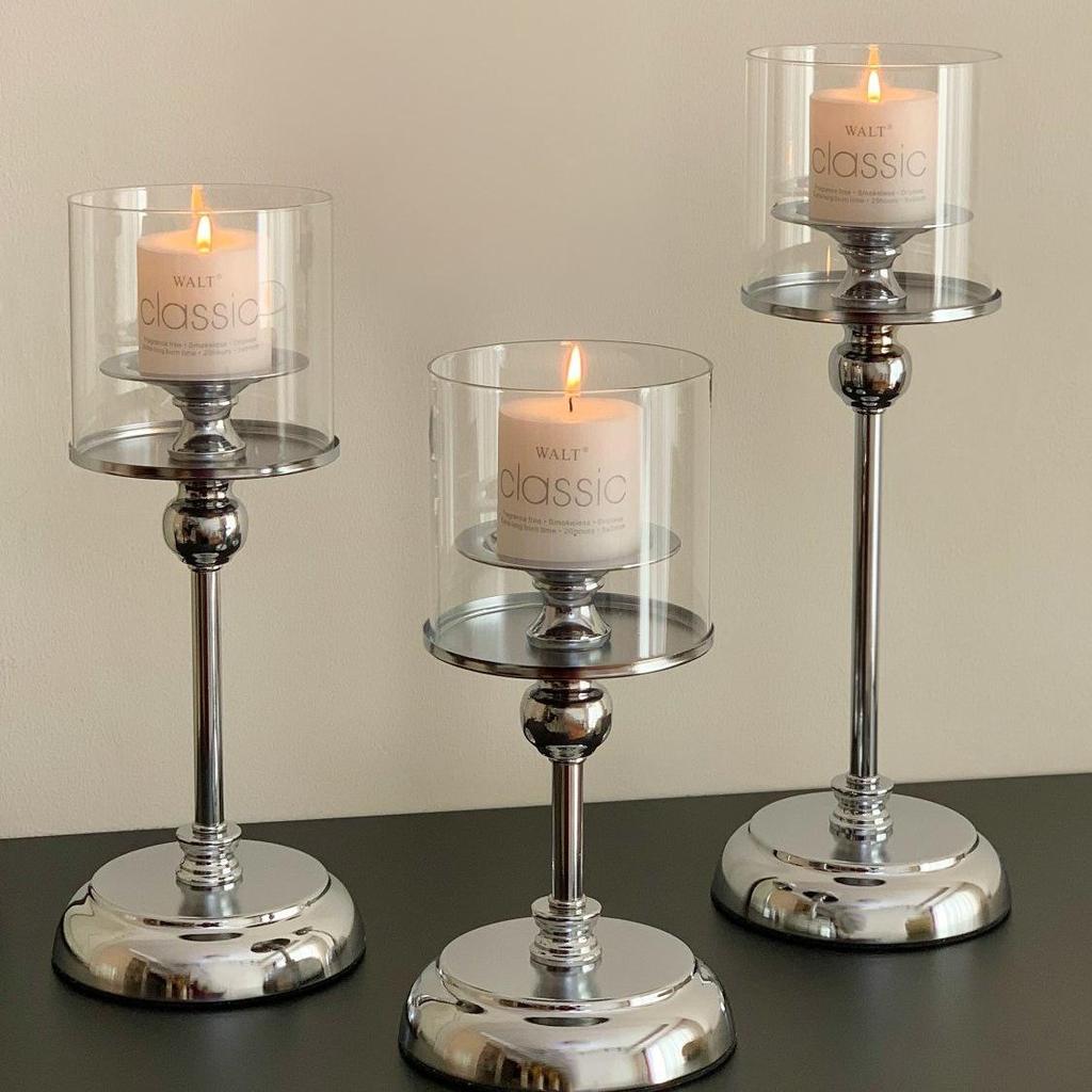 European-Style Retro Candle Holder with Glass Cover - High-Grade New Year Decoration Ornament