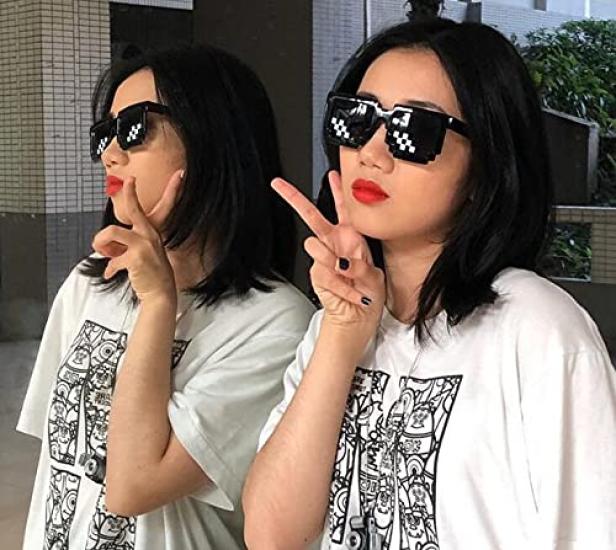 LEISURE CLUB Mosaic Sunglasses, Cosplay Glasses, Birthday Props, Unisex, Funny Pixel Fashion Party Supplies