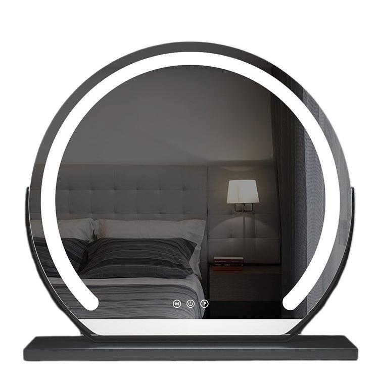 Compact LED Makeup Mirror with Three-Color Fill Light, Smart Touch Charging, Perfect for Dressers