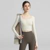 Women's Long Sleeve Yoga Top with Generous Neckline and Chest Pad for Autumn & Winter Workouts