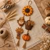 Harvest Atmosphere Wall Hanging Autumn Wooden Sign, Rustic Farmhouse Door Sign with Tassels and Wood Beads, Seasonal Indoor Outdoor Fall Porch