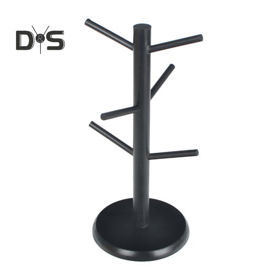 Bamboe Kopjeshouder Boom 6 Haken Koffiemok Rek Antislip Koffiekop Standaard Eenvoudige Installatie Mok Organizer Standaard voor Keuken Aanrecht