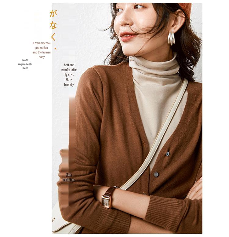 Women's Autumn/Winter 2024 Knit Cardigan Coat - Loose Fit Sweater Outerwear