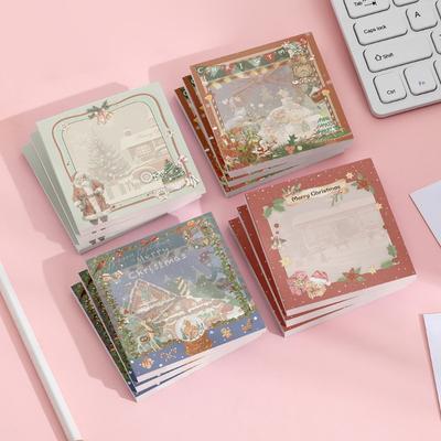 Christmas Pattern Theme Design Christmas Stick Note Selves Adhesive Write Pad Removable for Journaling Office School