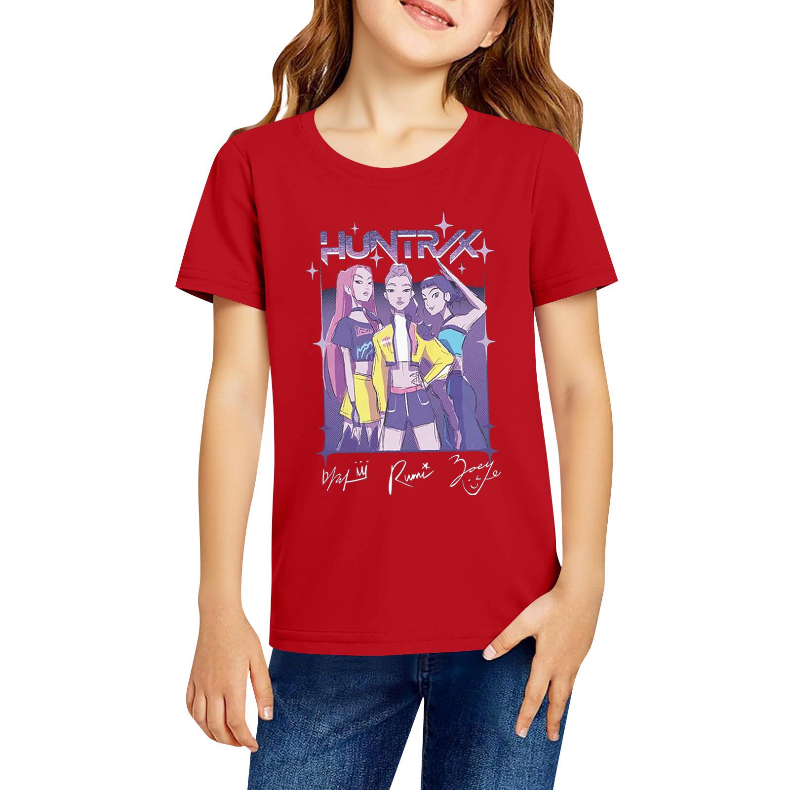 

Модная рабочая одежда с короткими рукавами и круглым вырезом, топы с принтом для детских летних топов 150 красный