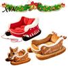 Easy Clean Pet Nest Christmas Sleigh Dog Bed with Non Slip Base, Plush Calming Sofa Cozy Winter Furniture for Indoor Outdoor, Fun House Cats