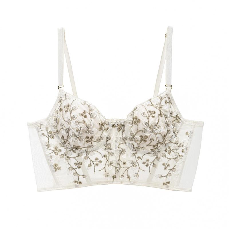 French embroidered underwear set, fish bone bra, sling vest, women's outer wear, beautiful breasts, pure desire, wind support