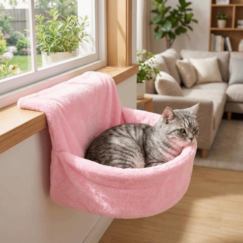 Cozy Warm Plush Hanging Cat Bed Iron Frame Semicircle Plush Sleeping Nest Soft Radiator Cat Hammock Autumn Winter