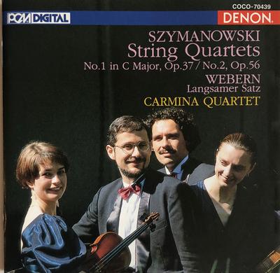 CD CARMINA QUARTET SZYMANOWSKI WEBER  Szymanowski String Quartets Nos. 1 COCO70439 Denon 2002 Japan Classical Used