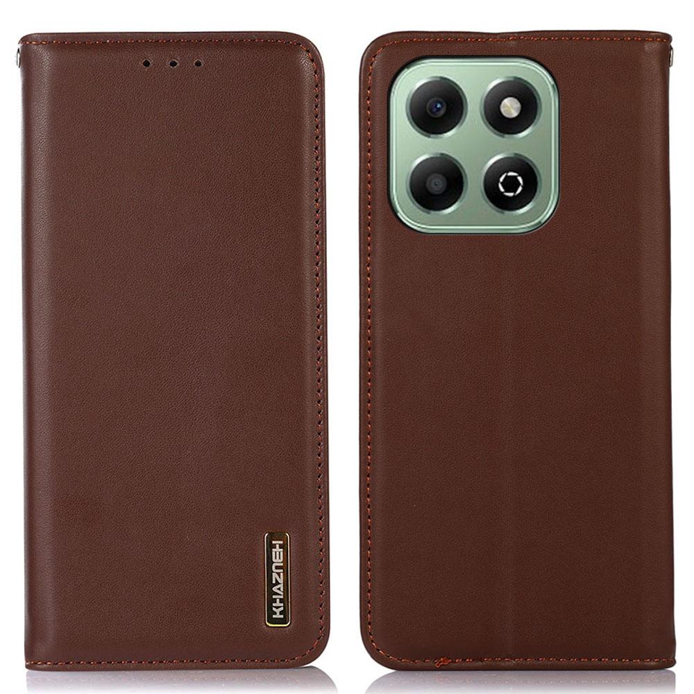 KHAZNEH For Honor X6b 4G Case Genuine Cow Leather Wallet Phone Cover Nappa Texture