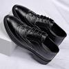 Spring New Leather Shoes Men's High-end Business Casual Shoes Formal Youth Carved Block Trendy Breathable Men's Shoes Soft Leather