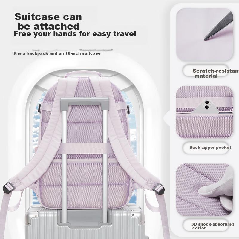 Landcase Luggage Backpack, Travel Bag, Large Capacity, Shoulder Bag, Pink-Purple
