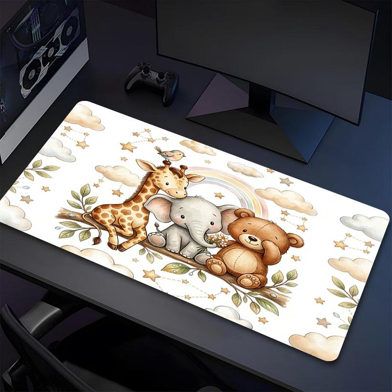 Jungle Friends Xl Gaming Mouse Pad Nonslip Rubber Base Stitched Edge Waterproof Desk Mat For Pc Laptop Gamer Office Computer Accessories C927394
