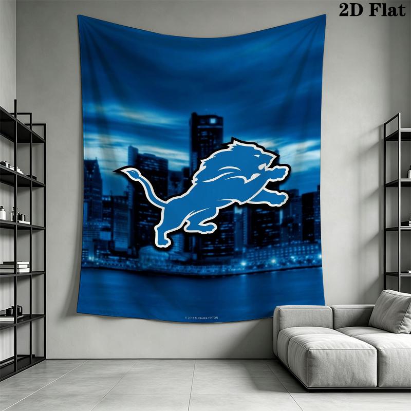 Detroit Lions Wall Tapestry Aesthetic Wall Hanging Printed Fabric Blanket Decorative Tapestries for Bedroom Living Room Home Decor
