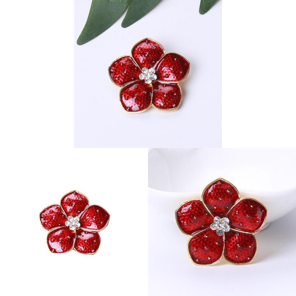 Vintage Red Poppy Brooch For Women With Crystal Embellishments For Fashion Accessory