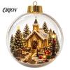 Festival Atmosphere Hanging Ornaments Christmas Tree Crystal Ball Pendant with LED Light, Built-in Christmas-themed Seasonal Party Decor Pattern