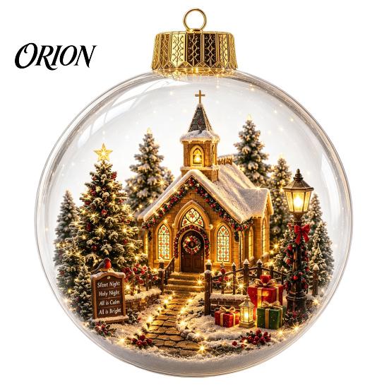 Festival Atmosphere Hanging Ornaments Christmas Tree Crystal Ball Pendant with LED Light, Built-in Christmas-themed Seasonal Party Decor Pattern