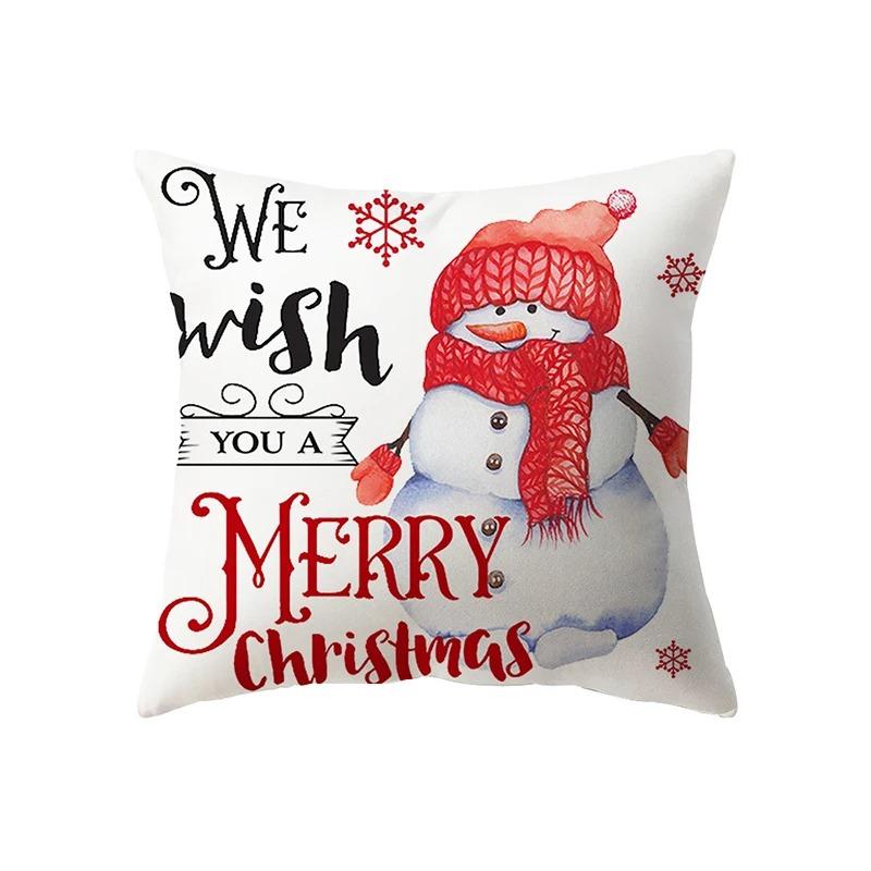 Christmas Decoration Theme Cartoon Print Pattern Cushion Cover For Home Living Room Sofa Pillow Cover